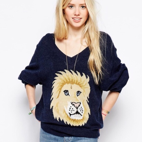 WILDFOX SCHOOL GIRL SWEATER LION WHITE LABEL - Picture 3 of 7